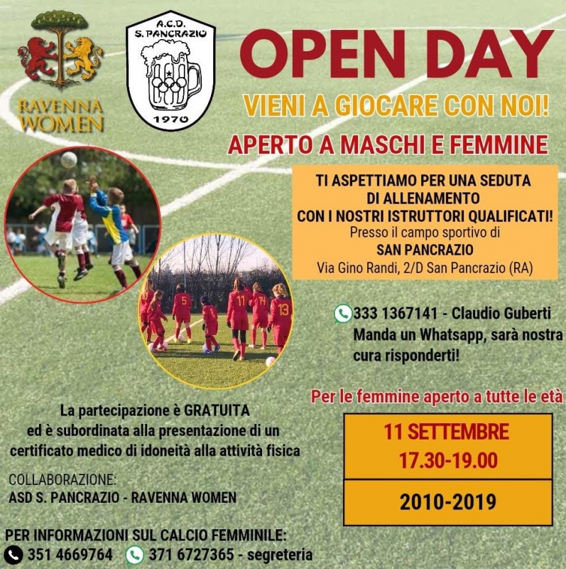 Open Day congiunto di calcio femminile e maschile