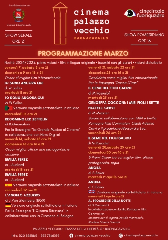 Programmazione Cinema Palazzo Vecchio a Bagnacavallo