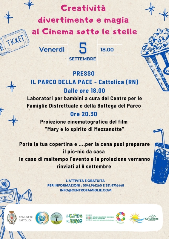 Cinema e laboratori sotto le stelle