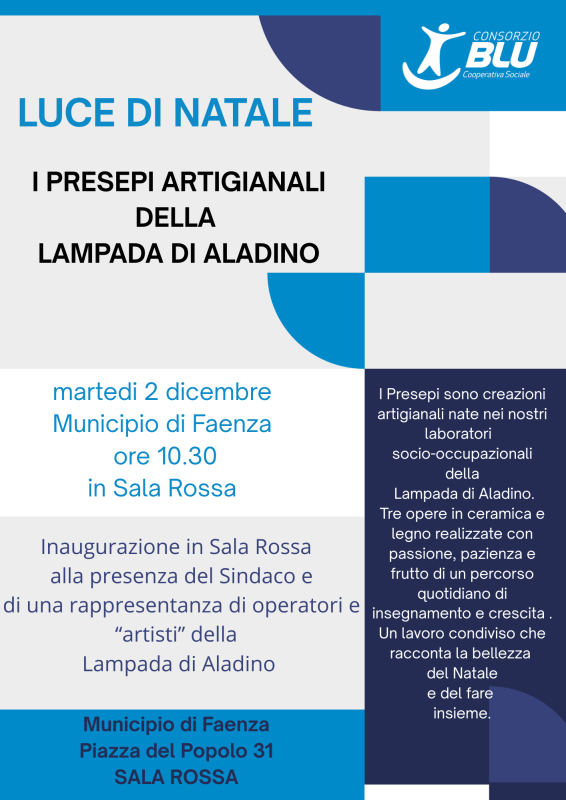 LUCE DI NATALE. I PRESEPI ARTIGIANALI DELLA LAMPADA DI ALADINO IN SALA ROSSA