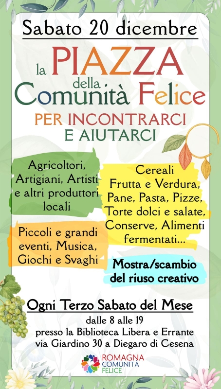 La Piazza della comunit&agrave; Felice - esposizioni e mercatino alternativo