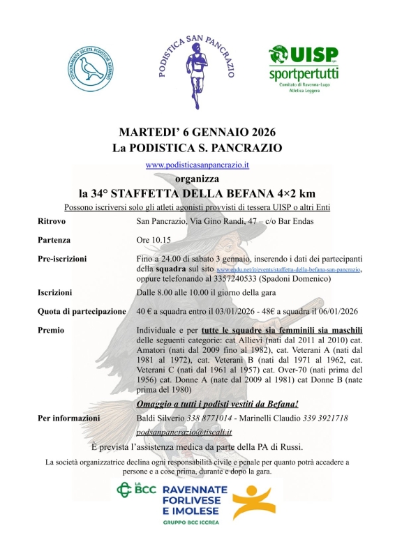 34° Staffetta della Befana a San Pancrazio