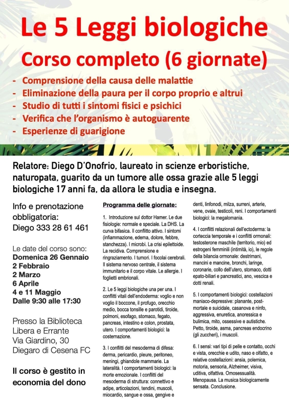 LE 5 LEGGI BIOLOGICHE: corso completo col dott. Diego D'Onofrio