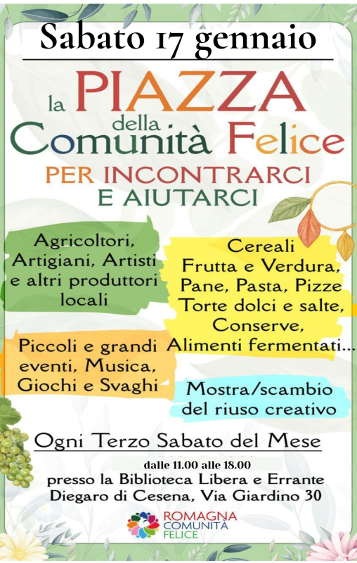 17 GENNAIO: LA PIAZZA DELLA COMUNITA' FELICE