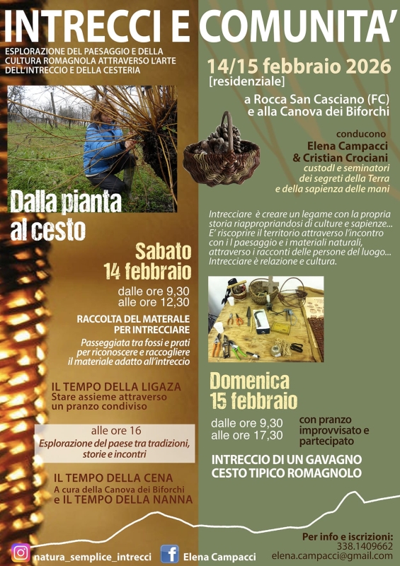 Intrecci e comunit&agrave; - intreccio di un Gavagno (cesto tipico romagnolo)