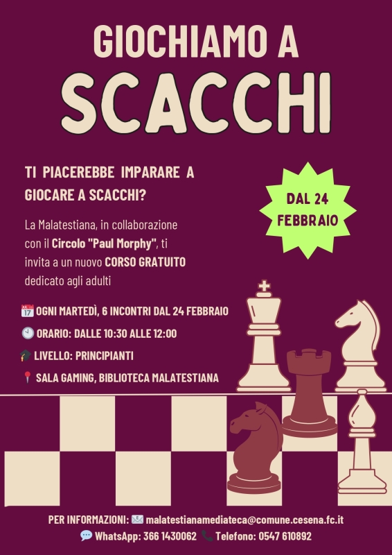 Corso gratuito di scacchi per adulti – Circolo “Paul Morphy”