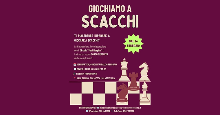 Corso gratuito di scacchi per adulti &ndash; Circolo &ldquo;Paul Morphy&rdquo;