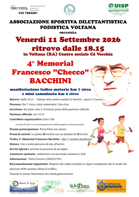 GARA CIRCUITO UISP PROMESSE ROMAGNA 2026 E CAMMINATA LUDICO MOTORIA MEMORIAL BACCHINI