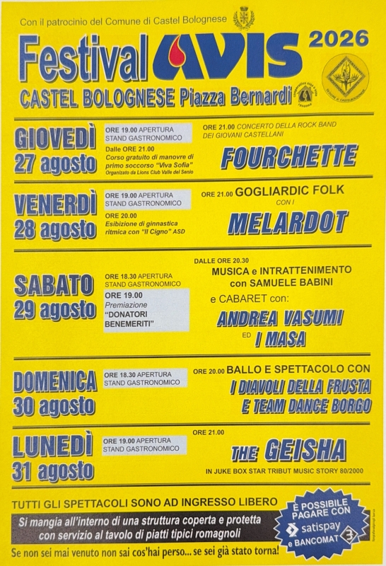 Festival Avis Castel Bolognese 2026