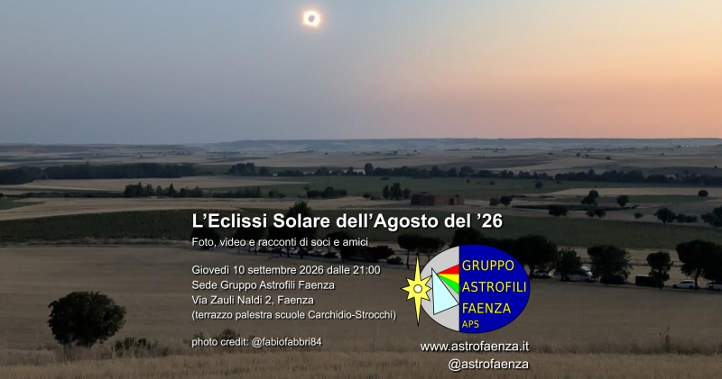L'Eclissi Solare dell'Agosto del 26 Osservazione del Cielo di Settembre 2026 a Faenza